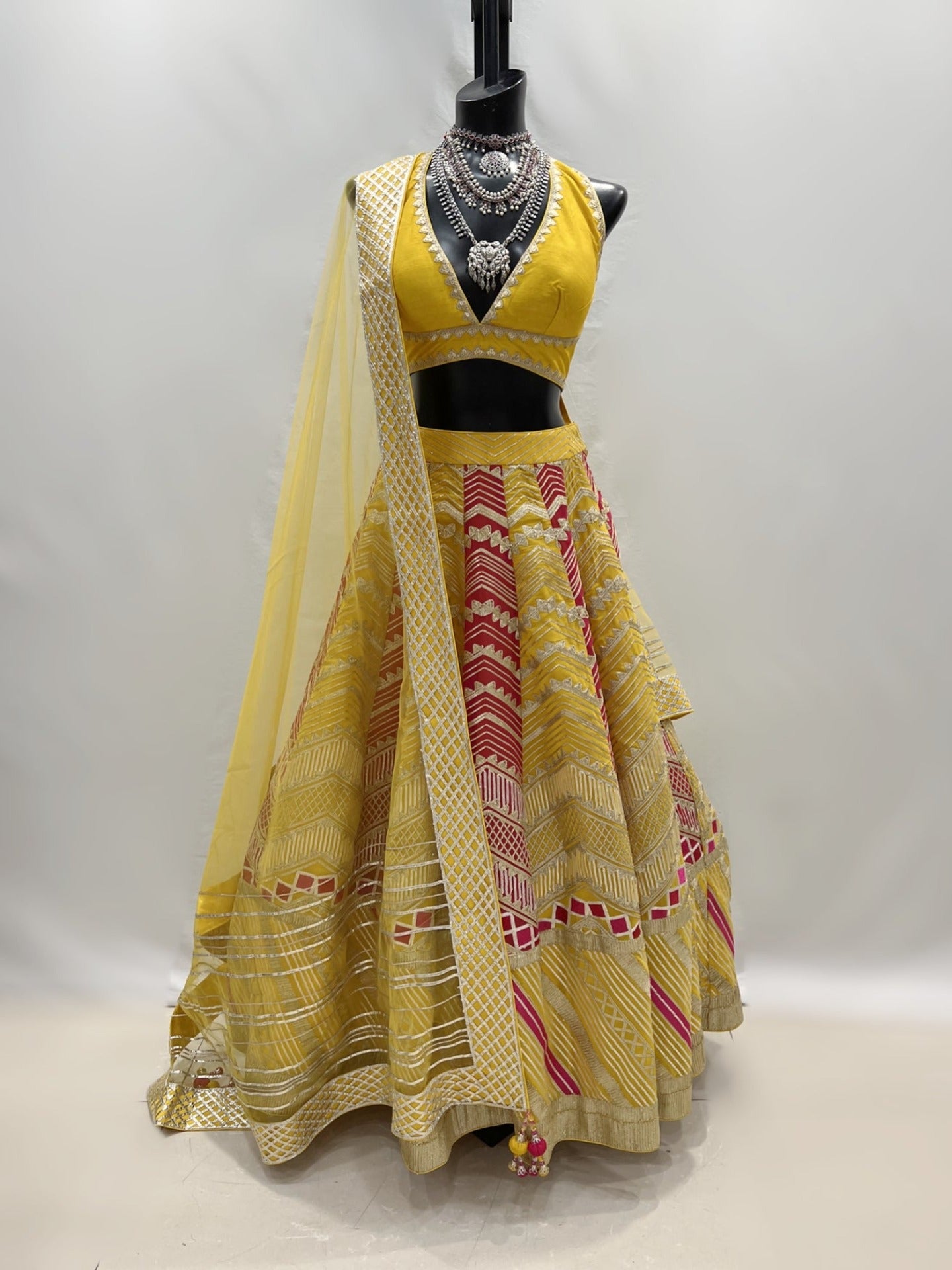 Yellow & Fuchsia colored Lehenga