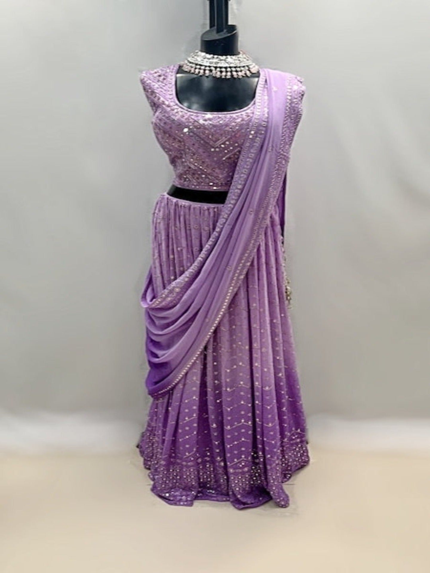 Lavender Colored Ombre Mirror Lehenga